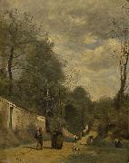 Jean-Baptiste Camille Corot Een straat in Ville d'Avray oil painting